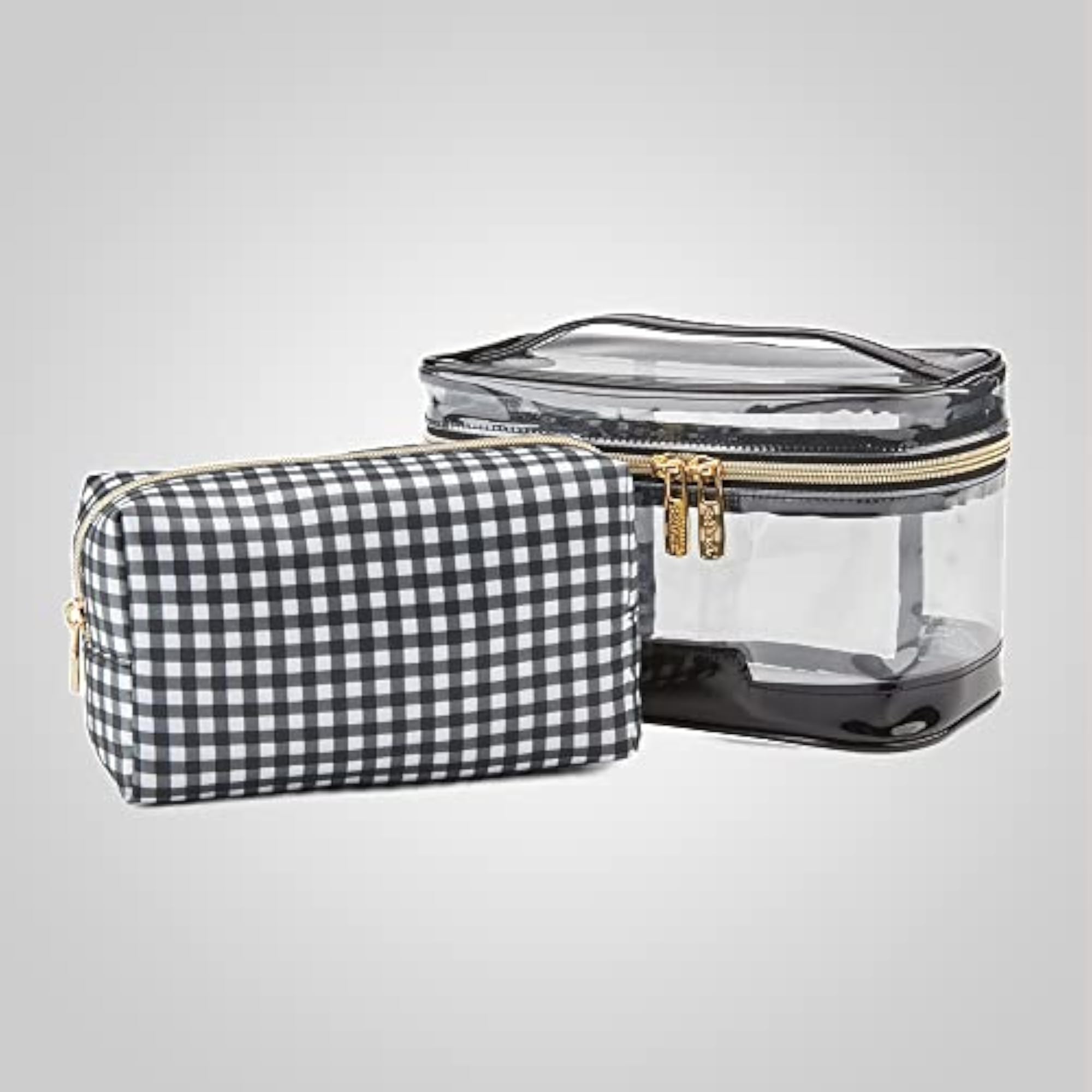 Makeup 2PC Train Case Set, Clear PVC Organizer